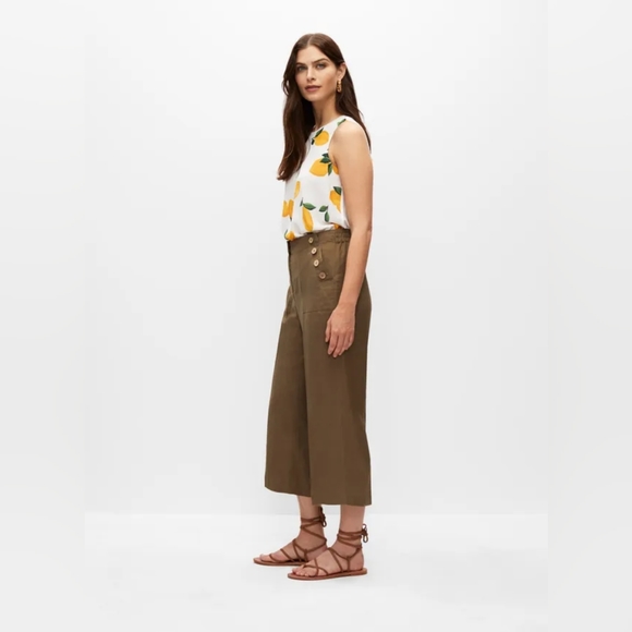 Melanie Lyne Pants - Melanie Lyne Linen Button Detail Culotte Pants